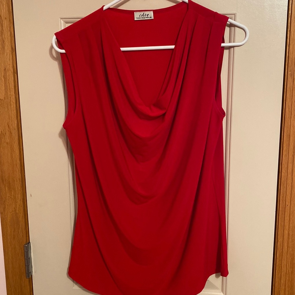 CDIV Red Scoop neck blouse